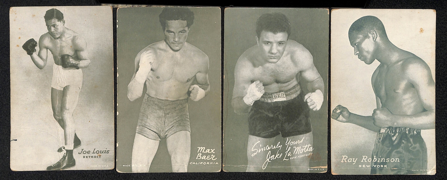 Lot of 38 Boxing Exhibit Cards from 1940s/50s w. Joe Louis